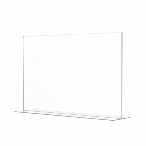 5 Pack Acrylic Sign Holder 17 x 11 Counter Holder Horizontal Clear Table Tent Posters Flyers Informational Sheet Poster Frames Double Sided Bottom Load T Shape by Marketing Holders