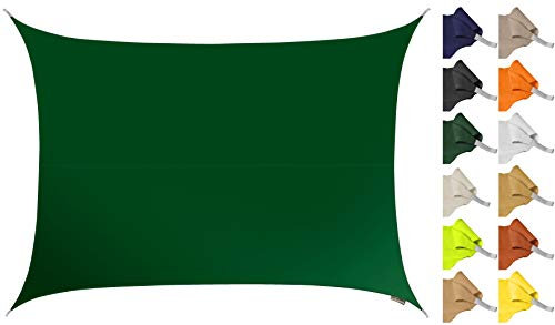 Kookaburra 5m x 4m Rectangle Water Resistant Garden Patio Sun Shade Sail Canopy 96.5% UV Block with Free Rope (Green)