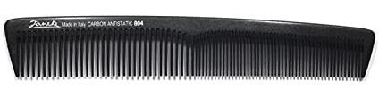 Jäneke Pettine da uomo 55804 in carbonio 18 cm (antistatico), pettine per barba, denti fini e larghi (804)
