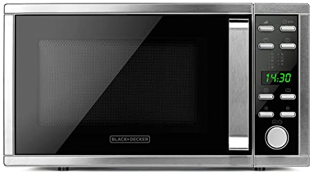 BLACK+DECKER BXMY901E - Microondas con grill y convección, 25L, 900W potencia, 1000W grill, 5 potencias, función descongelar, auto-menú con 9 recetas, temporizador 95 min, 2 funciones combinadas