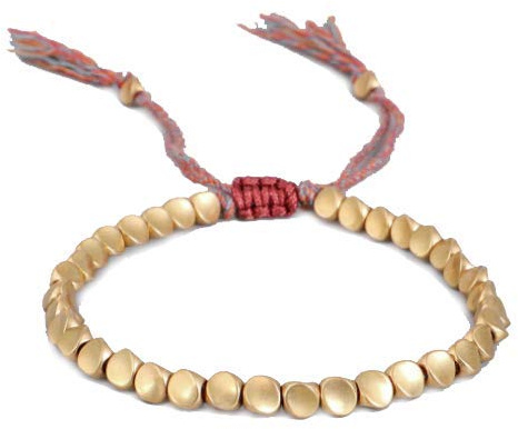 Braccialetto tibetano con perline di rame – Braccialetto buddista fatto a mano regolabile per donne e uomini