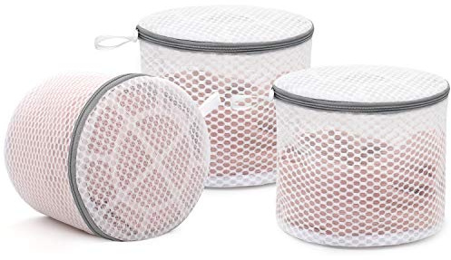 Muchfun 3Pcs Bra Wash Bags, Honeycomb Mesh Laundry Bags for Delicates, Lingerie, Intimates and Underwear 7 x 7 x 6 Inches