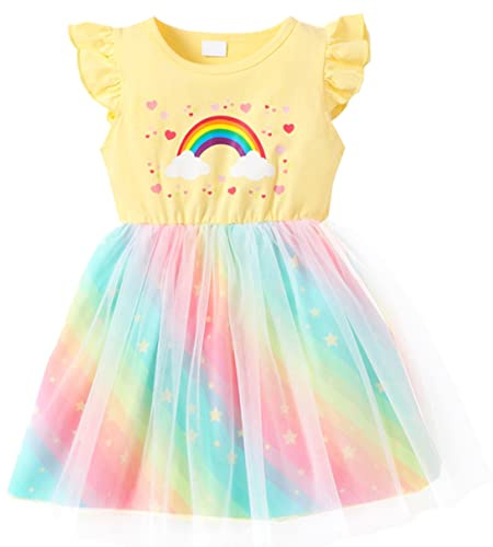 Rainbow Tutu Dress for Girls' Birthday Party & School - Toddler Tutu Tulle Dresses (4-5 Years)