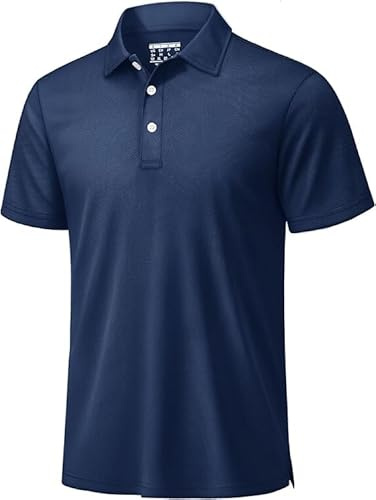 TACVASEN Golf Shirts for Men Short Sleeve Polo Shirts Breathable Navy L