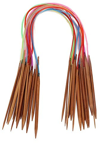 18 st cirkulära bambustickningsnålsset, flerfärgade plaströr koliserade dubbla ringformiga nålar för stickning, 18 storlekar: 2 mm - 10 mm (100 cm)