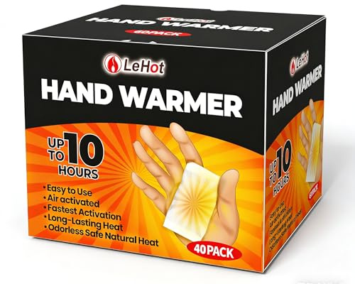 Hand Warmers - 40 Packs Hot Hands Disposable Heat Pad, Hot Hands Hand Warmers, Up to 10 Hours of Safe and Continuous Heat, Perfect for Camping, Outdoor Skiing, Fishing Ideal for Outdoors and Travel.