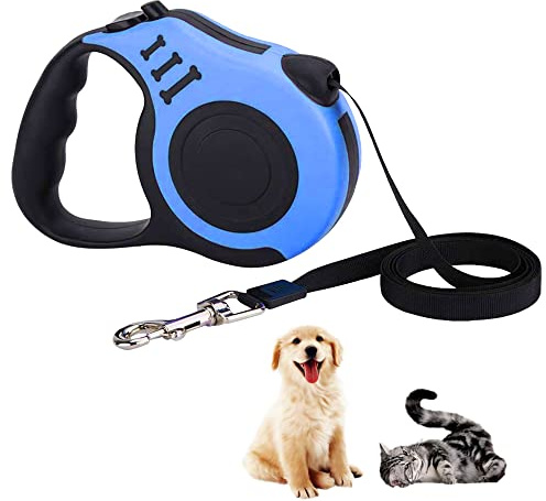 Guinzaglio per Cani, Guinzaglio Retrattile,guinzaglio per cani estensibile, per Cani di Piccola, Media e Grande Taglia, Blu, 3 meter