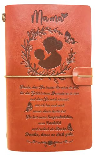 OMNIQI Gåvor till mamma, julklappar till mamma, läder dagbok födelsedagspresent till mamma, personlig mamma present till mamma, mors dag, present till mors dag, present