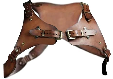 LOVIVER Steampunk Body Chest Harness Costume Accessory PU Leather Retro Shoulder Strap Chest Harness for Dress up Larp Fantasy Events, Dark Brown