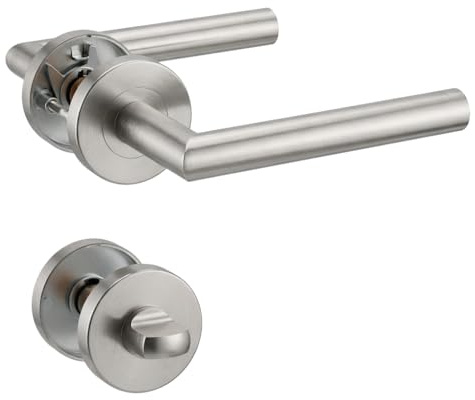 HENYIN 1 confezione di maniglia per porta in acciaio inossidabile pomello per bagno, maniglia per porta a mortaio, colore argento (SO2-103BK)