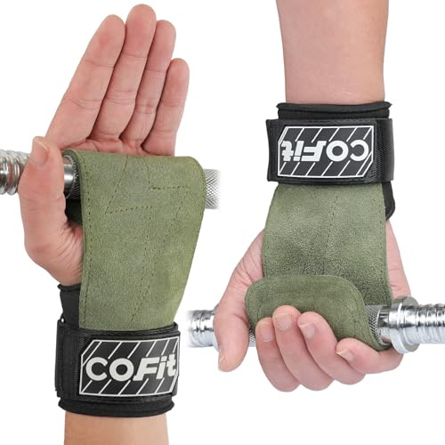 COFIT Cintas de Muñeca para Levantamiento de Pesas, Vendajes de Muñeca para Entrenamiento con Doble Capa de Cuero Oxford, Agarre Mejorado para una Protección Óptima de Mano y Muñeca - Verde