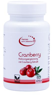 Hannes Pure Lebenslust Cranberry 60 Kapseln, 1 Monat Vorrat, Frei von künstlichen Zusätzen