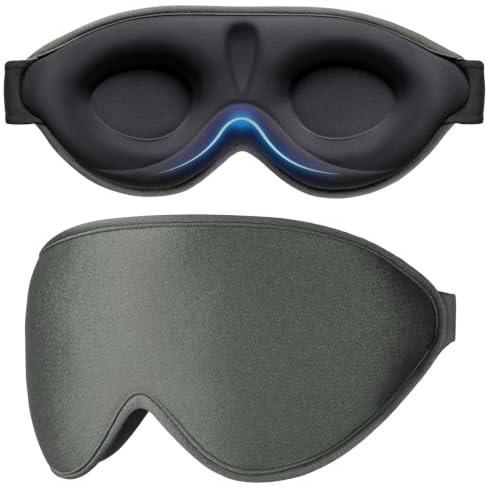 Gritin Anti-Ljus Sovmask för Män och Kvinnor - Noll Ögontryck Ögonmask | 3D Ergonomisk Design, Ögonrörelse och Ögonfrans Vänlig, Ultrabekväm Sömnmask för Sömn, Tupplur/Resetillbehör