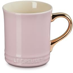 LE CREUSET Vancouver Mug with Gold Metallic Handle, 14 oz., Chiffon Pink