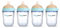 Happymami, Set aus 4 personalisierbaren Babyflaschen, Sauger aus medizinischem Silikon, doppeltes Anti-Kolik-System, spülmaschinen- und flaschenwärmergeeignet (Türkis 250 ml)
