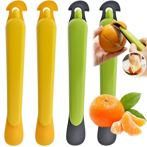 4 Pack Orange Peeler - Plastic Lemon Citrus Peeling Tool for Kitchen, Easy to Use Fruit Peeling Sessions