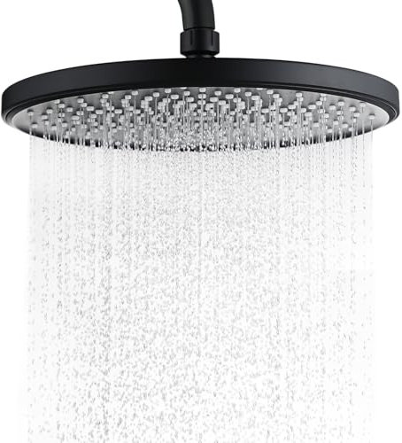 MCADYS Regendusche Duschkopf 10 Zoll mit Antikalk-Noppen, Wassersparender Regenduschkopf Dusche, 360° Verstellbar Duschkopf Kopfbrause Regenbrause Schwarz