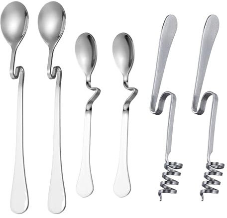 JDCMEI 6 Pezzi Cucchiai da Miele in Acciaio Inox, Cucchiaio da Marmellata da Appendere, Cucchiai per Il Miele, Cucchiai da Dessert, Cucchiaio a Spirale per Marmellata,Yogurt e Miele