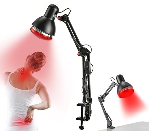 RUETERY Röd lampa, 150 W infraröd lampa, vikbar röd lju, värmelampa, röd lju, terapi, infraröd lampa, medicinsk, för lindring av muskel- och ledvärk