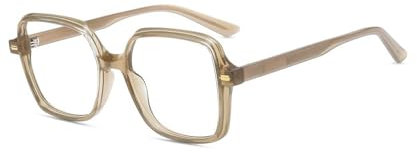 Firmoo Oversized Square Blue Light Blocking Glasses, Computer Gaming/TV/Phones Glasses for Women/Men,Brown