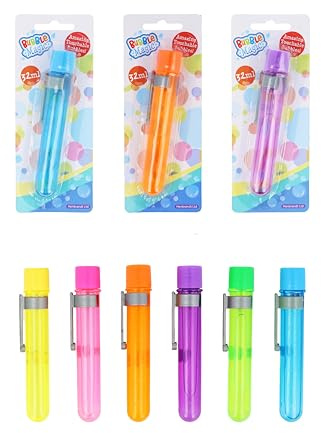 Henbrandt 2 x Touchable Bubble Test Tubes, 6 Assorted Colours, 32ml - Long Lasting Bubbles, Party Favours, Kids' Toy, Bubble Wand Included, 12cm