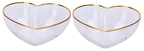KICHOUSE Ciotole per Insalata e Frutta a Forma di Cuore, in Vetro Trasparente, Dimensioni Piccole, Set da 2 Pezzi, Adatte per Dessert e Antipasti, per Decorare La Tavola e Risparmiare Spazio