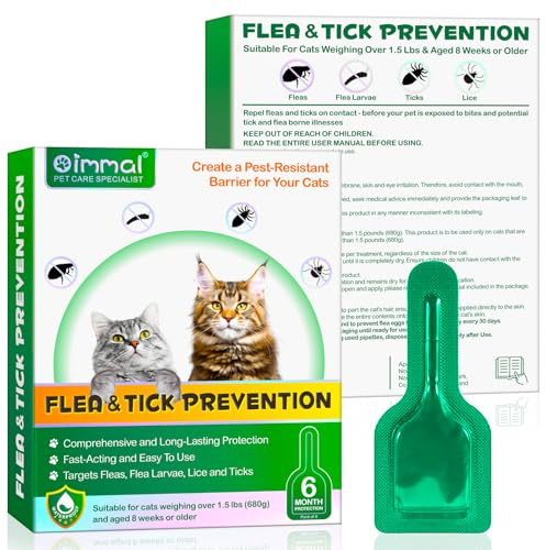 Ver-mi-fu-ge Topique en Gouttes pour Chats 6Pcs, Ver-mif-UG-e Spot on pour Chats, Prévention des Puces Et des Tiques, Formule Naturelle Forte, Protection Contre Les Allergies Cutanées, De 6 Mois