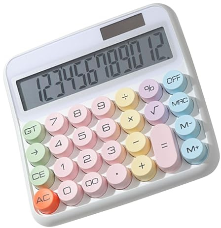 Calcolatrice da tavolo, tasti grandi, calcolatrice a 12 cifre, schermo inclinabile a 15 gradi, display LCD da 5 pollici, macchina per aggiungere macchina colorata per finanza, lavoro, contabilità