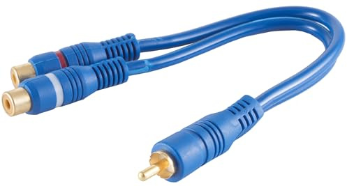 1aTTack.de 1x 0,2 m - Cavo cinch Y, cavo adattatore audio cinch maschio a 2 cinch femmina, contatti placcati in oro, connettori stampati per amplificatori HiFi, stereo