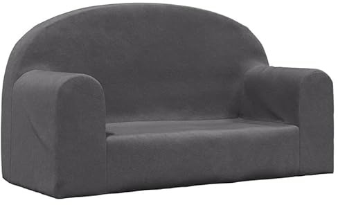 Eleganz Sofá infantil de 2 plazas, color antracita, suave felpa para habitación infantil, 100 % poliéster, cómodo y duradero, perfecto para jugar y relajarse, para niños pequeños