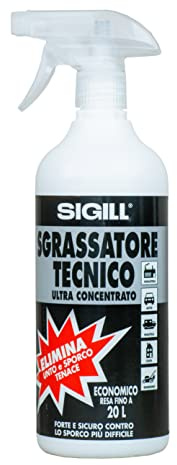 SIGILL, Sgrassatore Tecnico ad Altissima Concentrazione Idoneo per Uso Domestico ed Hobbistico, Rimuove Unto, Grasso e Sporco Ostinato, Made in Italy, Flacone da 750 ml