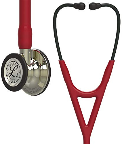 3M Littmann Cardiology IV Stethoskop für die Diagnose, 6176, Bruststück und Schlauchanschluss champagnerfarben, burgunderroter Schlauch, rauchfarbene Ohrbügel, 69 cm