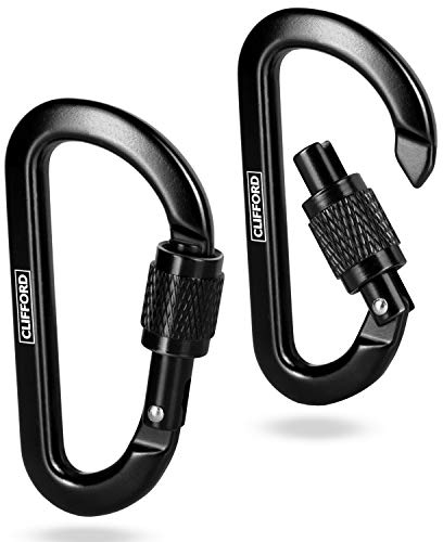 CLIFFORD Mini Karabiner I 120 Kg Belastbarkeit I Carabiner Schlüsselanhänger aus robustem Aluminium 6082 I Schlüsselkarabiner I Karabinerhaken Klein Schwarz für Schlüsselbund, Schlüsselringe, Camping