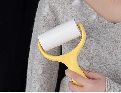 Yilu Handtag dammpapper rivbar självhäftande hem stående viskös rulle klibbig viskös rivbar kläder dammning pappersborttagning borste + 3 ersätt volym (gul)