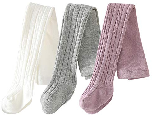 XPXGMT Lot de 3 collants bébé fille en coton riche pour petites filles 2-4 ans