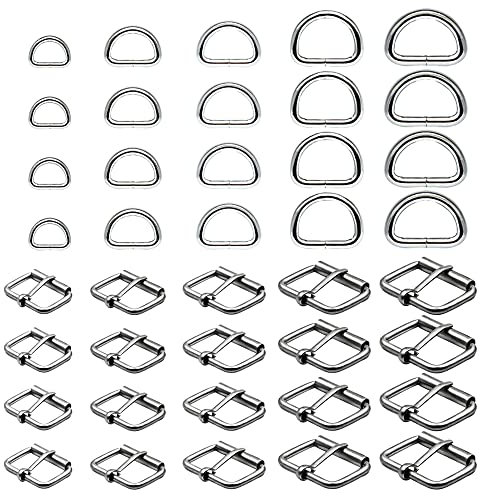 Lowats Taschenzubehör 40 Stück Taschenzubehör zum Nähen Set Taschenzubehör Zum Nähen Gürtelschnallen Schiebeschnalle D-Ringe Schiebeschnallen und Gurtversteller D Ringe Gürtelschnallen