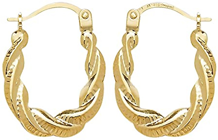 9ct Yellow Gold Rope Creole Hoop Earrings