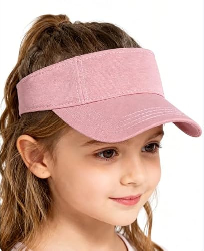 LONTG Visière Casquette Enfant Bébé 1-8 Ans Visière de Golf Fille Garçon Casquette Coton Respirant Réglable Casquette Vide Haut Séchage Rapide Chapeu de Soleil Plage Voyage Large Bord Anti UV UPF50+