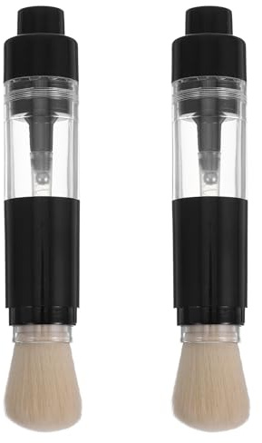 FRCOLOR Refillable Pressure-Type Makeup Brush Portable Loose Powder Dispenser with Cap for Face Makeup Multi-Function Compact Powder Brush for Travel and Daily Use
