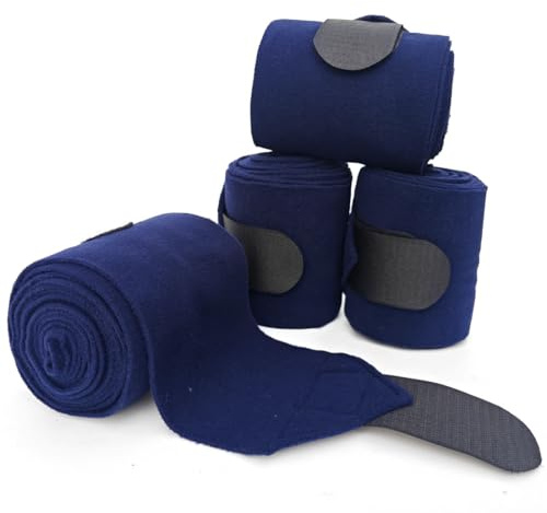 KURSHOW Horse Polo Leg Wraps Soft Fleece Wraps Equestrian Leg Bandage 4-Pack (Full(10ft), Navy)