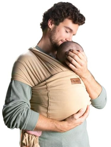 Jané Cocoon Elastisches Tragetuch, Ab Geburt bis 20 kg, 5 m, Känguru-Methode, Ergonomisch, Atmungsaktiv, mit Tasche, Beige
