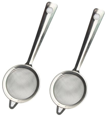 2 Pcs Tea Strainers, Tea Strainer Fine Mesh, Cocktail Strainer, Stainless Steel Metal Sieve with Non Slip Handle, Small Fine Mesh Strainer for Loose Tea, Coffee, Spices, Kitchen Sifter