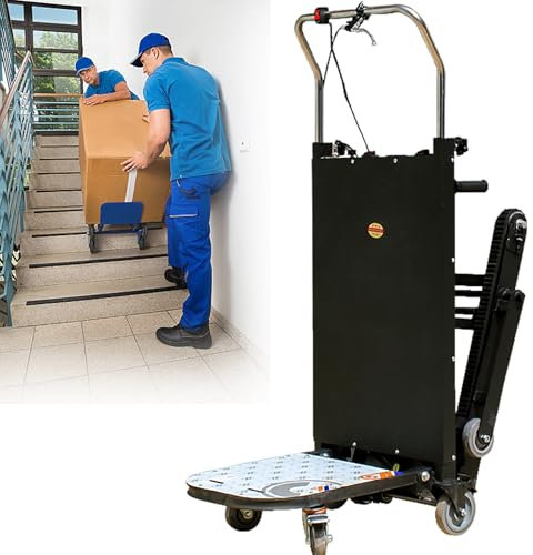 RoyceBee Carretilla Elevadora EléCtrica para Subir Escaleras de 2980 W, Plataforma Elevadora Giratoria para Escaleras, con Orugas de Goma para Mover Muebles, Refrigeradores y ElectrodoméSticos