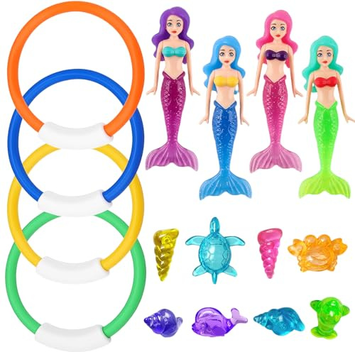 CIYIN Giocattolo Subacqueo per Piscina, Giocattoli da Immersionecon, Piscina Subacquea Immersioni Giocattolo, Anelli da Immersione, per Giochi Subacquei e Feste in Piscina per Bambini