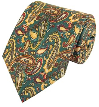 WANYING Corbata vintage retro para hombre, 9 cm de ancho, 9 cm de ancho, elegante y a la moda, colorida corbata - impresa verde oscuro con cachemira