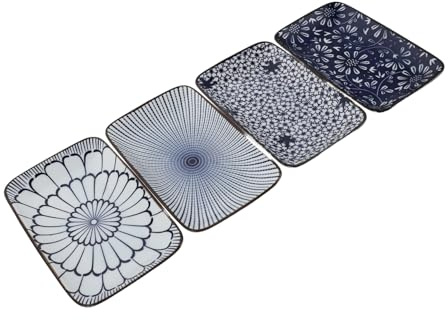 Cabilock 4pezzi Piatti da Sushi Rettangolari in Ceramica da Piccoli per Portata Pasta da Dessert Antipasti Frutta