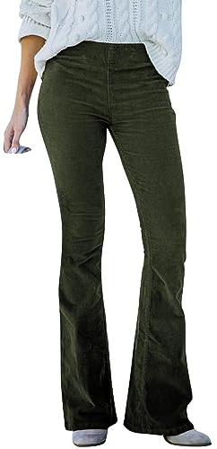 Dam stretch manchesterbyxor med hög midja bootcut - varma leggings dam vinter chic byxor byxor med magkontroll byxor finare smala byxor leggings