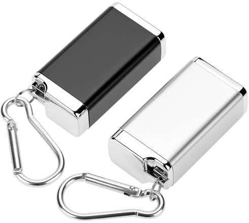 QWORK® 2 Pièces cendrier de poche, cendrier de voyage avec couvercle et porte-clés, étanche aux odeurs