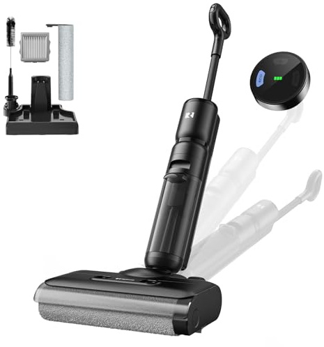 Redroad Wet Dry Vacuum Cleaner,22KPa Wet Dry Vacuum Mop with Self-Cleaning,Cordless Vacuum Mop All in One,Up to 75 Mins Runtime,One-Step Self Cleaning,Anti-Tangle Design,SmoothDrive Tech,Lightweight