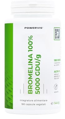 Bromelina extra forte Drenante 5000 GDU/g - 180 compresse (Scorta di 6 mesi) - 100% Bromelina 5000 GDU/g - Senza altre forme - Vegan - Per la cellulite, digestione e circolazione